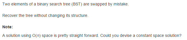 Recover Binary Search Tree Recover Binary Search Tree