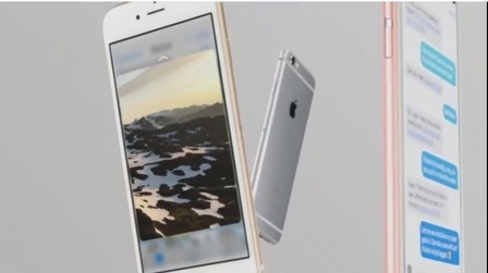 2015年9月9日,苹果公司秋季发布会上,iPhone 6S首次亮相。(现场发布会视频截图) 2015年9月9日,苹果公司秋季发布会上,iPhone 6S首次亮相。(现场发布会视频截图)