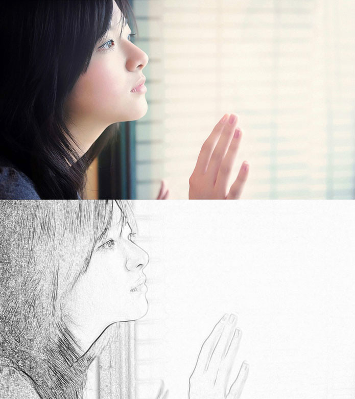 彩照转素描效果图