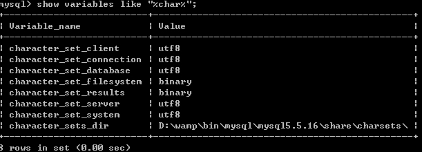 命令 show variables like