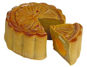 Mooncake with bean paste, salted duck egg yolk and lotus seed
