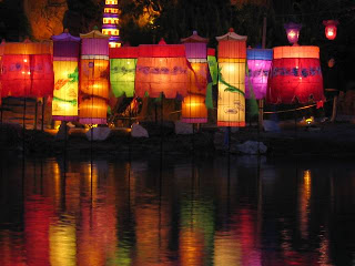 Brightly-lighted lanterns during the Mid-Autumn Festival