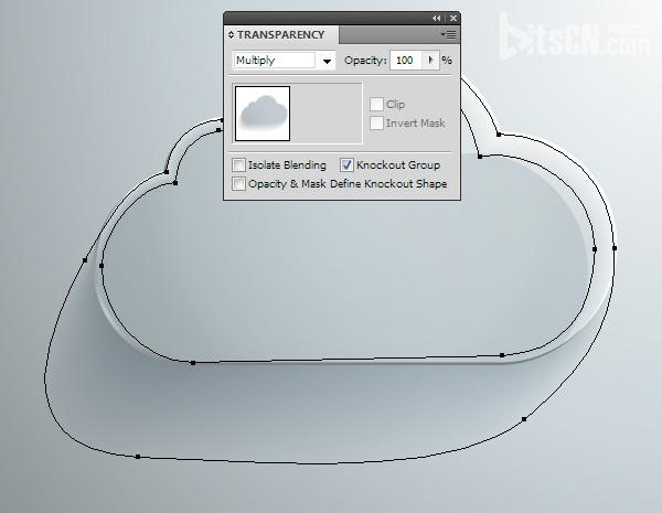 AI绘制玻璃质感云图标 网管之家 AI实例教程 glass cloud 25