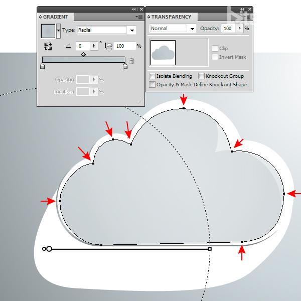 AI绘制玻璃质感云图标 网管之家 AI实例教程 glass cloud 23