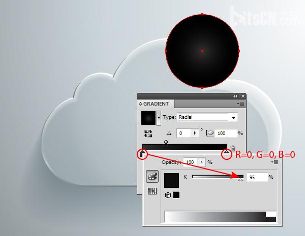 AI绘制玻璃质感云图标 网管之家 AI实例教程 glass cloud 26
