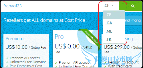 Freenom选择注册域名