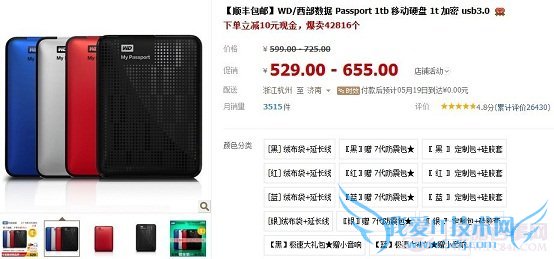 西部数据 Passport 1TB移动硬盘