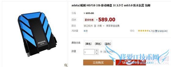 威刚HD710 1TB移动硬盘价格