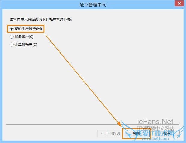 选择管理证书单元的账户 选择管理证书单元的账户