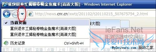 IE8中那个方便的“历史箭头”