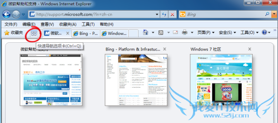 IE8浏览器中的快速导航选项卡按钮