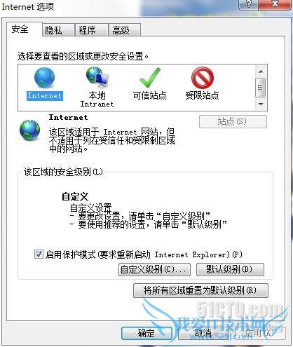 配置过的 Internet 控制面板