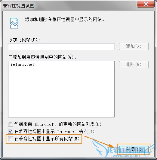 取消勾选“在兼容性视图中显示所有网站”的选项 取消勾选“在兼容性视图中显示所有网站”的选项