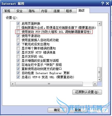 IE设置-勾选使用被动FTP