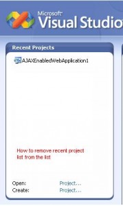 visual studio -recent projects