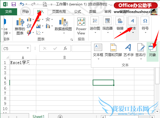 Excel2013中插入对象文件的方法