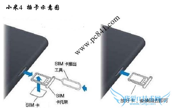小米4 插卡示意图