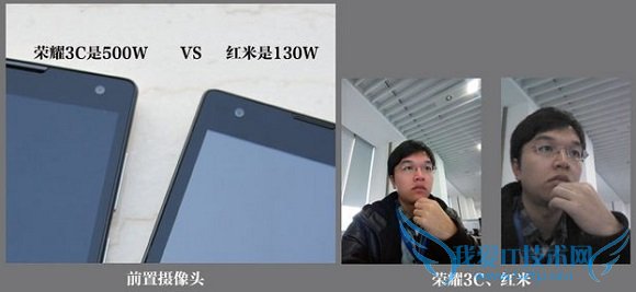 华为荣耀3C和红米手自拍体现区别对比