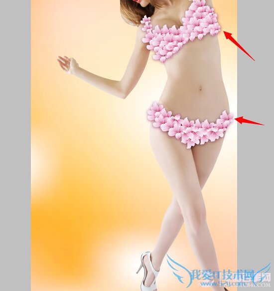 Photoshop给美女穿上花瓣衣服 电脑我爱IT技术网