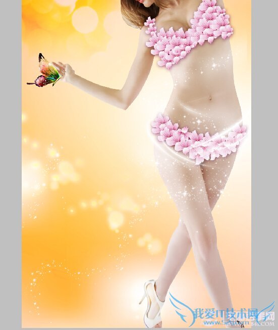 Photoshop给美女穿上花瓣衣服 电脑我爱IT技术网