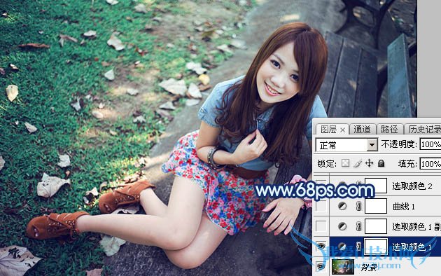 Photoshop打造唯美的暗调青蓝色秋季人物图片