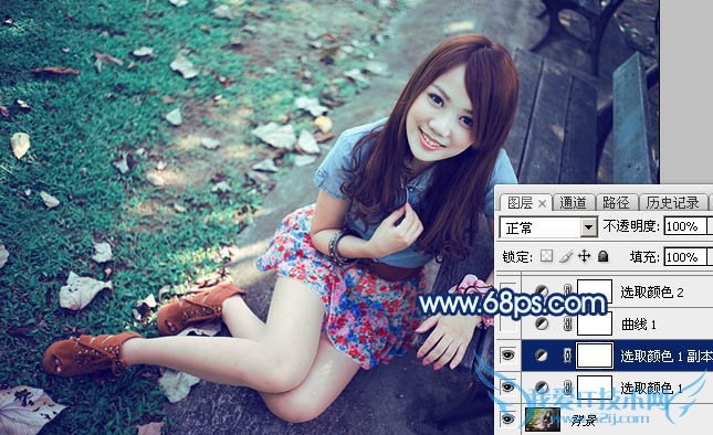 Photoshop打造唯美的暗调青蓝色秋季人物图片