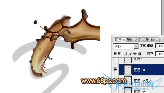 Photoshop制作浓情动感的七夕巧克力喷溅字