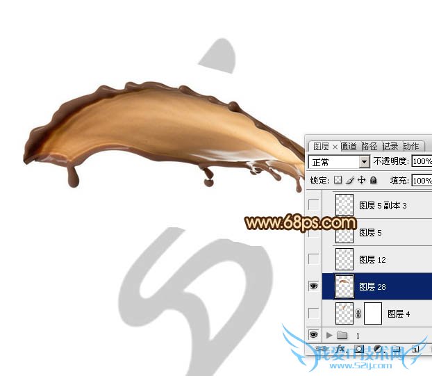 Photoshop制作浓情动感的七夕巧克力喷溅字