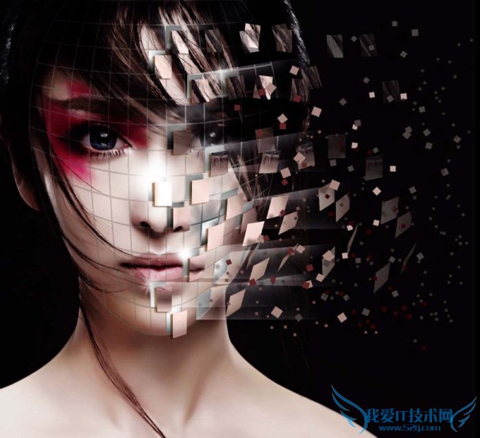 Photoshop为美女加上炫酷的面部剥落碎片效果