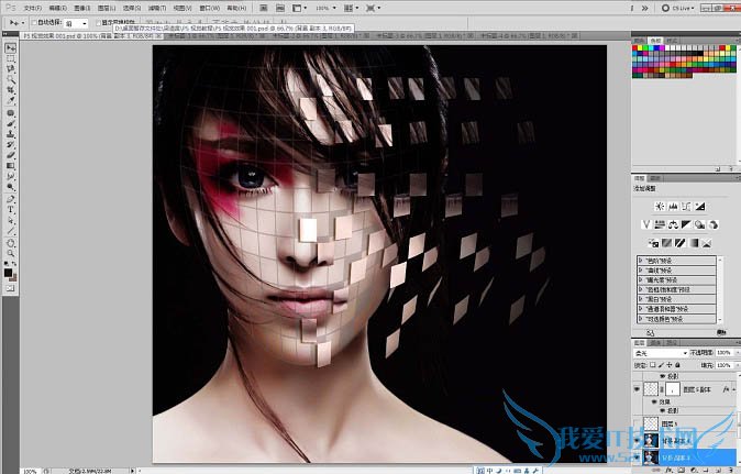 Photoshop为美女加上炫酷的面部剥落碎片效果