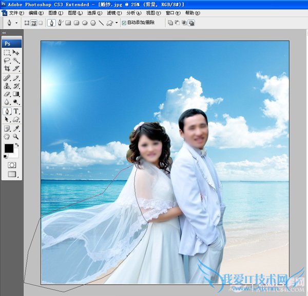 将要透明的婚纱部分 勾选出来