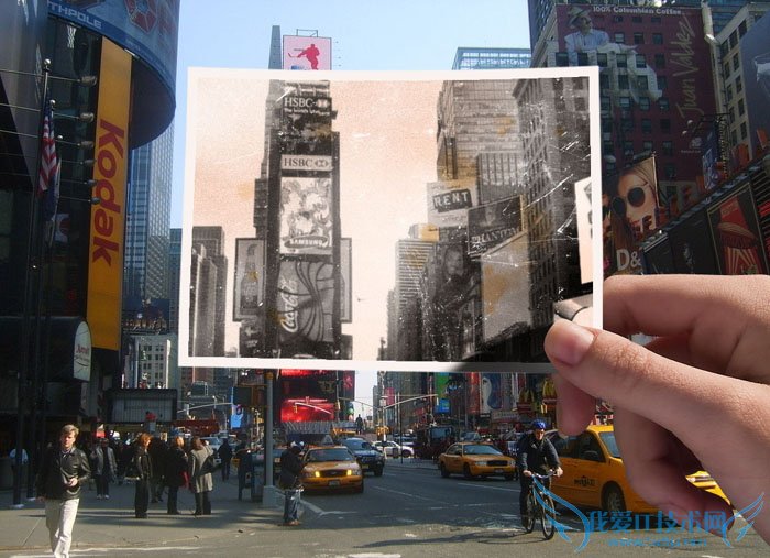 Photoshop合成有趣的故地重拍对比照片
