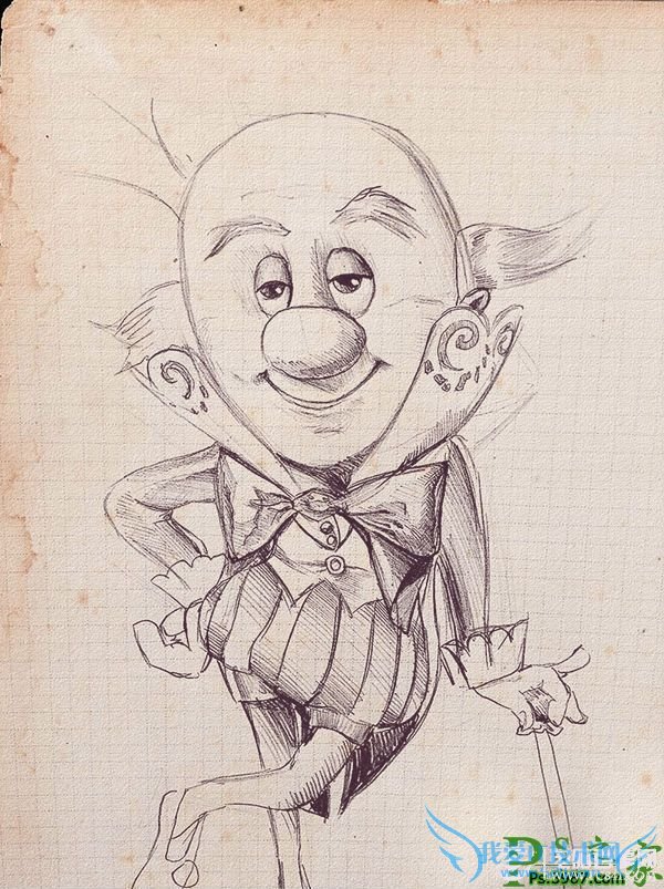 Ps鼠绘人物教程:PS鼠绘Q版老顽童实例