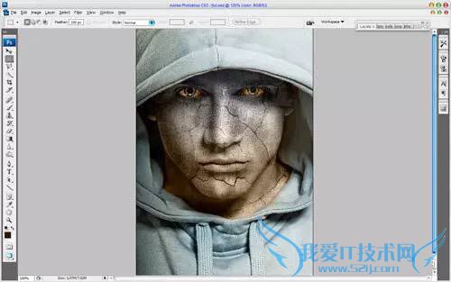 PS制作逼真的石化龟裂人脸效果