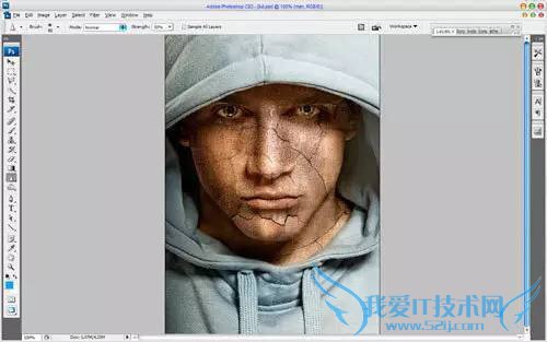 PS制作逼真的石化龟裂人脸效果