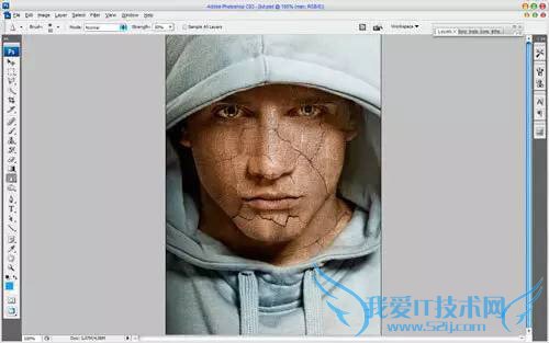 PS制作逼真的石化龟裂人脸效果