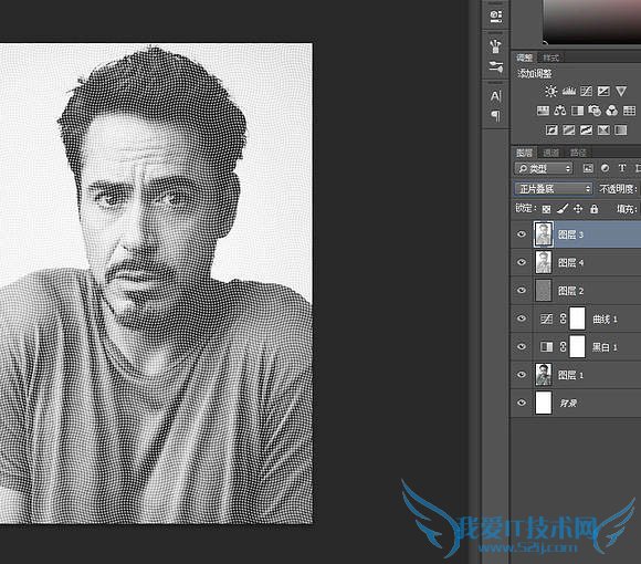利用滤镜及图层叠加制作复古半调纹理人像