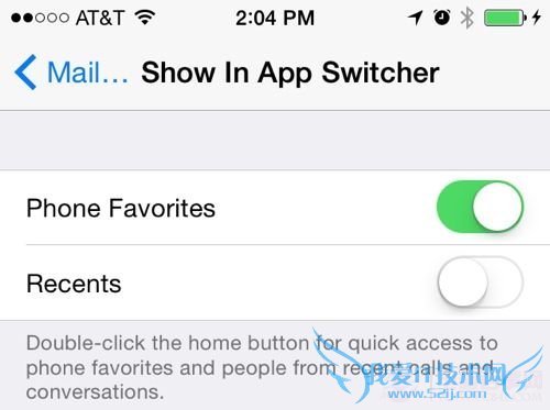 双击HOME键显示最近联系人开关