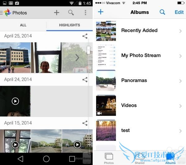 Android L和iOS8相册界面