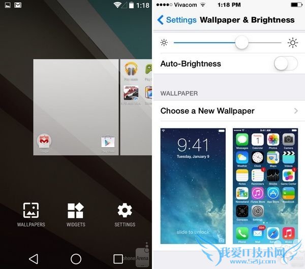 Android L和iOS 8设置界面