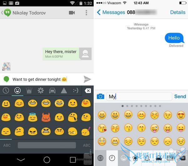 Android L和iOS 8短信界面对比