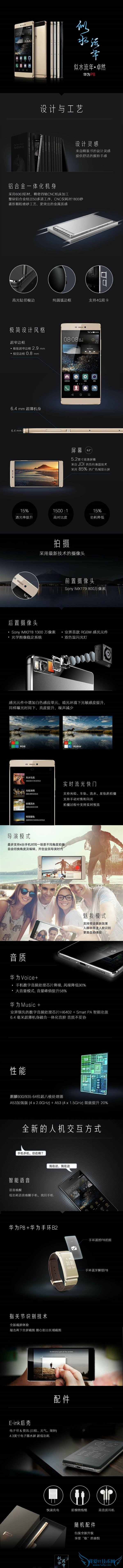 一张图快速了解华为P8智能手机