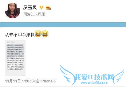 网友喷“用 iPhone 的都是屌丝俗人” 凤姐微博评论引来果粉狂喷