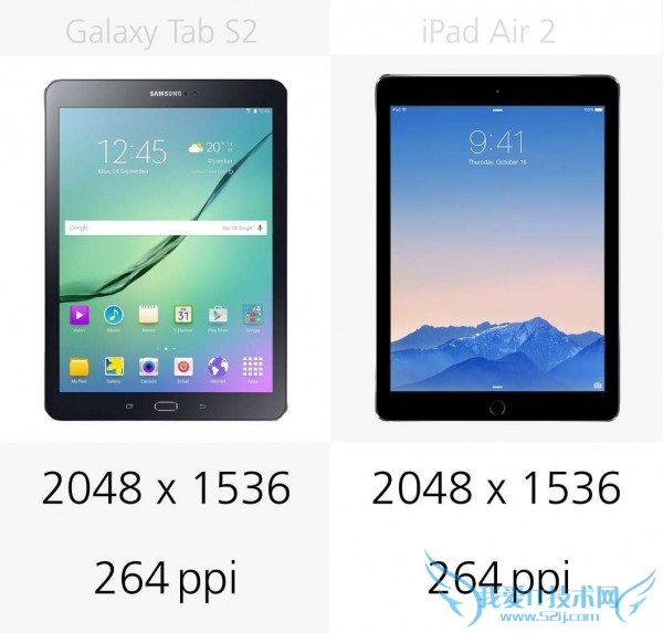 三星Galaxy Tab S2和iPad Air 2的参数的全面评测