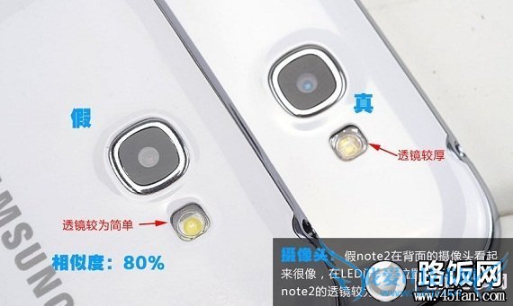 真假三星Note2背面摄像头对比