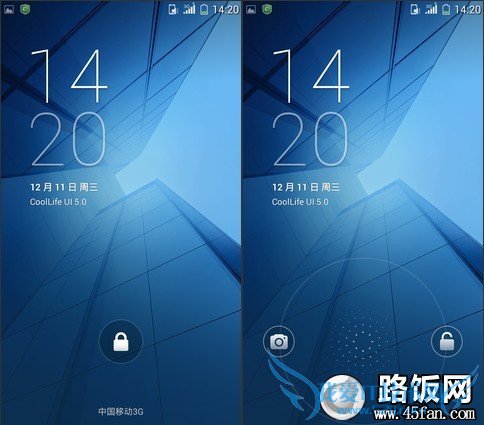 图为CoolLife UI5.0系统解锁界面