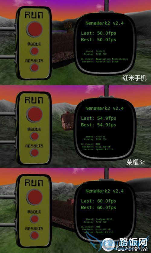 战神F1对比荣耀3C/红米手机3D性能