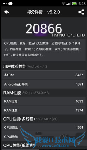 小米手机红米note增强版跑分多少/