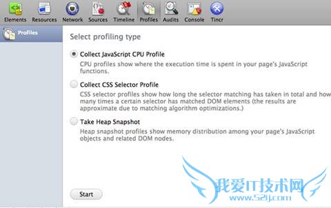 Profiles panel in Chrome Developer Tools.