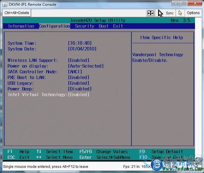Intel Virtual Technology BIOS